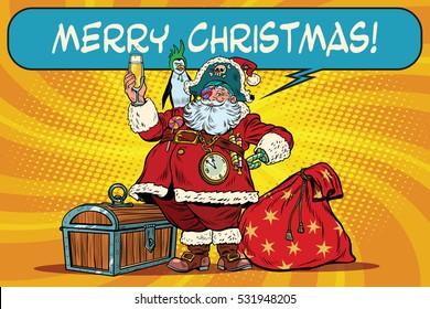 Santa Claus pirate wishes merry Christmas