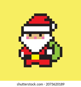 santa claus pixel art 8 bits style christmas icons retro classic vintage design for web pages, apps, menus, social media, animation, network and advertising