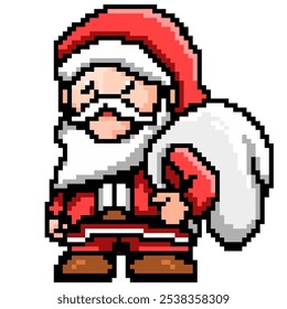 Papai Noel em pixel art vetor