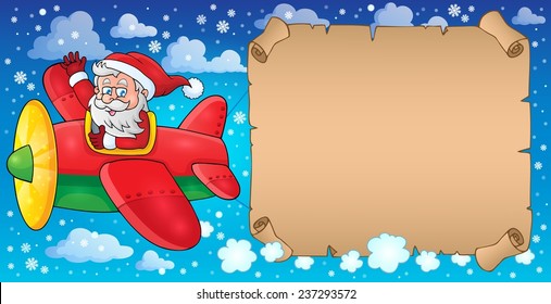 Santa Claus en la imagen del tema del plano 7 - ilustración del vector eps10.