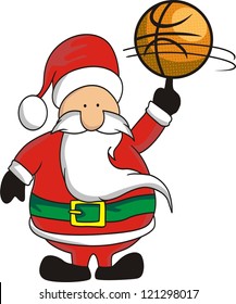 santa claus play a basketball