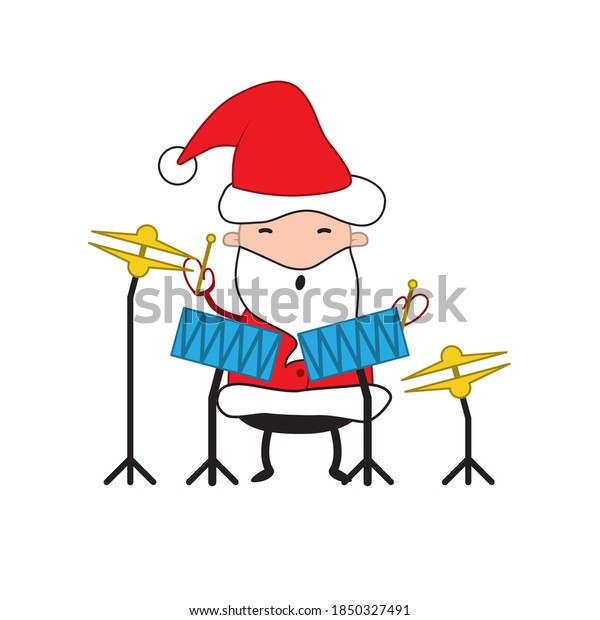 Santa Claus Santa Claus Playing Drums Stock Vector (Royalty Free ...