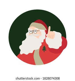 Santa claus pointing. Christmas theme. old man in red cloth. Vector illustration.