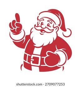 Santa Claus Pointing Finger Up Vector Icon Illustration
