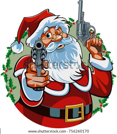 santa claus pointing with gun