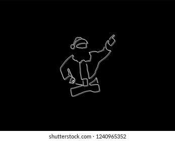 Santa Claus pointing up isolated line drawing, vector illustration design. Christmas collection.