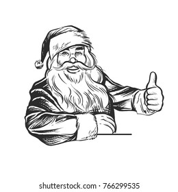 Santa Claus Pointing - Retro Clip Art