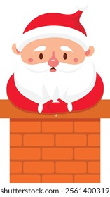 Santa Claus popping out of a chimney, joyfully delivering gifts on Christmas Eve, embodies the magic and celebration of the winter holidays and cherished traditions