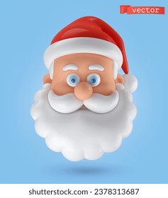 Santa Claus portrait. 3d vector cartoon icon