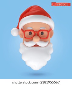 Santa Claus portrait 3d vector cartoon icon