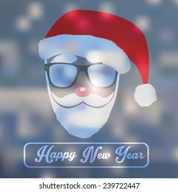 Santa Claus portrait. Christmas card on a background. Vector illustration.