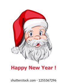 Santa Claus portrait close up Vector. Happy New Year symbol. Happy Holidays decors