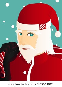 santa claus portrait on snow background