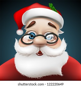 Santa Claus portrait, vector illustration.