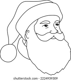 Santa Claus portrait vector illustration, isolated line art