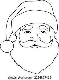 Santa Claus portrait vector illustration, isolated line art