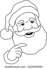 Santa Claus portrait vector illustration, isolated line art