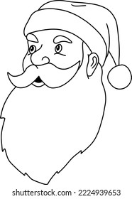 Santa Claus portrait vector illustration, isolated line art