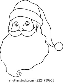 Santa Claus portrait vector illustration, isolated line art