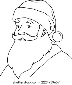 Santa Claus portrait vector illustration, isolated line art