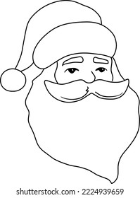 Santa Claus portrait vector illustration, isolated line art