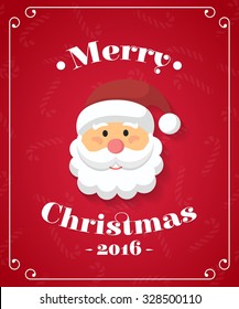 Santa Claus Portrait. Vector Illustration Greeting Card