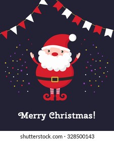 Santa Claus Portrait. Vector Illustration Greeting Card