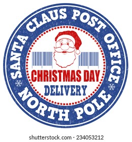 Santa Claus post office grunge rubber stamp on white background, vector illustration