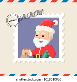 Santa Claus postage stamp on air mail envelope