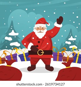 santa claus prepares christmas gift