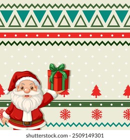 Santa Claus with a present in festive background