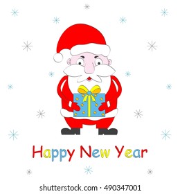 Santa Claus with present vector illustration
