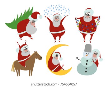 Santa Claus, present, vector illustration 