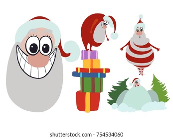 Santa Claus, present, vector illustration 