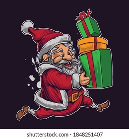 Santa Claus is presenting Presents in Christmas