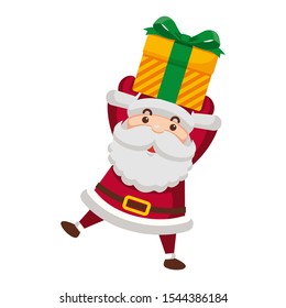 Santa Claus with presents. Vector illustration in cartoon style. Isolated on white background  Vector image for new year's day, christmas, decoration,winter. 