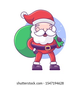 Santa Claus with presents. Vector illustration in cartoon style. Isolated on white background. 