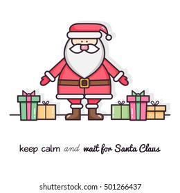 Santa Claus with presents. Vector illustration.