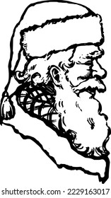 Santa Claus Profile Vintage Illustration