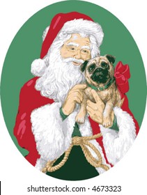 Santa Claus with a pug.
