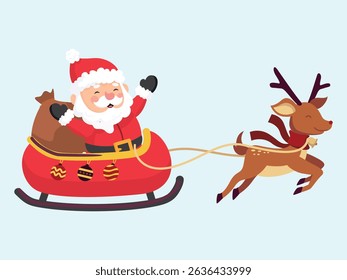 Santa Claus pulling deer Christmas