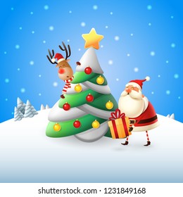 Santa Claus Put Gifts Under Christmas Stock Vector (Royalty Free ...