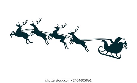 Santa claus with raindeers symbol. Isolated clipart in white background. EPS 10 illustration. Website or poster or Happiness cards, banner and festive