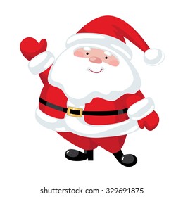 Santa Claus with a raised left hand. Cartoon character