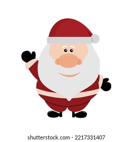 Santa Claus with a raised right hand. Cartoon character