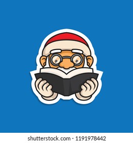 santa claus reading book/holy bible vector illustration sticker