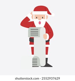 Santa Claus reading the gift list. cute funny Santa Claus character. sabra Claus reading