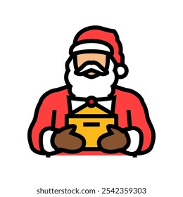 santa claus reading a letter color icon vector. santa claus reading a letter sign. isolated symbol illustration