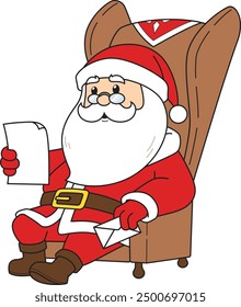 Santa claus reading letter vector illustration