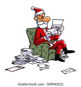 Santa Claus reading letters